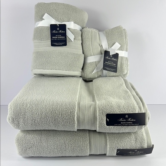 8 Pc Brooks Brothers Gray Bath Towel Set Premium Cotton Zero Twist Solucell NEW - Picture 3 of 9
